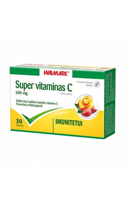 WALMARK SUPER VITAMINAS C 600 mg, 30 tablečių